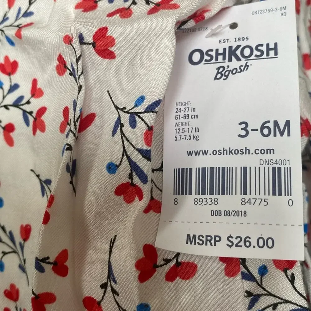 Oshkosh Bgosh heart floral ruffle button back